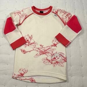 Helly Hansen Merino Wool Shirt Girls 86/1 (12M) Cream Pink Floral